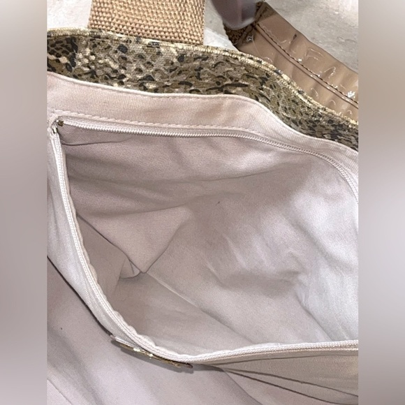 Tory Burch Women’s Snakeskin Canvas & Caramel Patent Leather Shoulder Tote - Picture 11 of 15